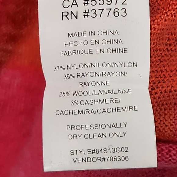 C&C California Size M Pink Beige Orange Striped Pullover Sweater Wool Blend - Picture 7 of 8